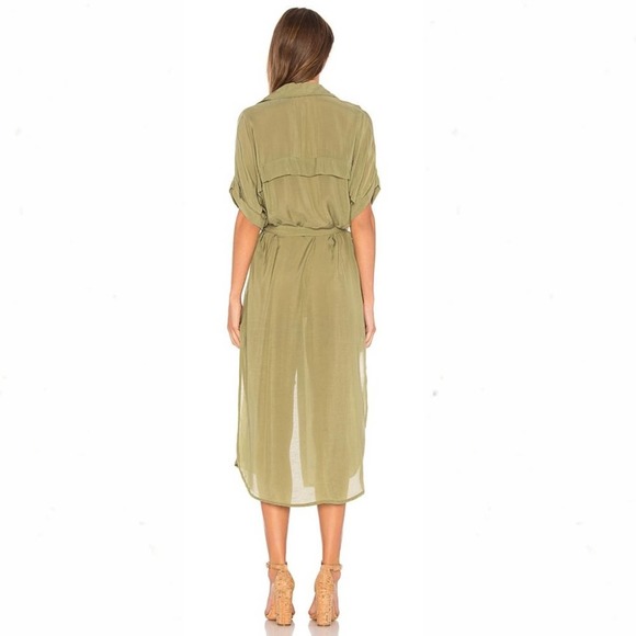 Faithfull The Brand Gigi Shirt-Dress in Plain Sage - Picture 4 of 13